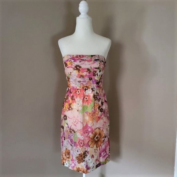 J. Crew Dresses & Skirts - J. Crew Floral Watercolor Strapless Dress Size 0